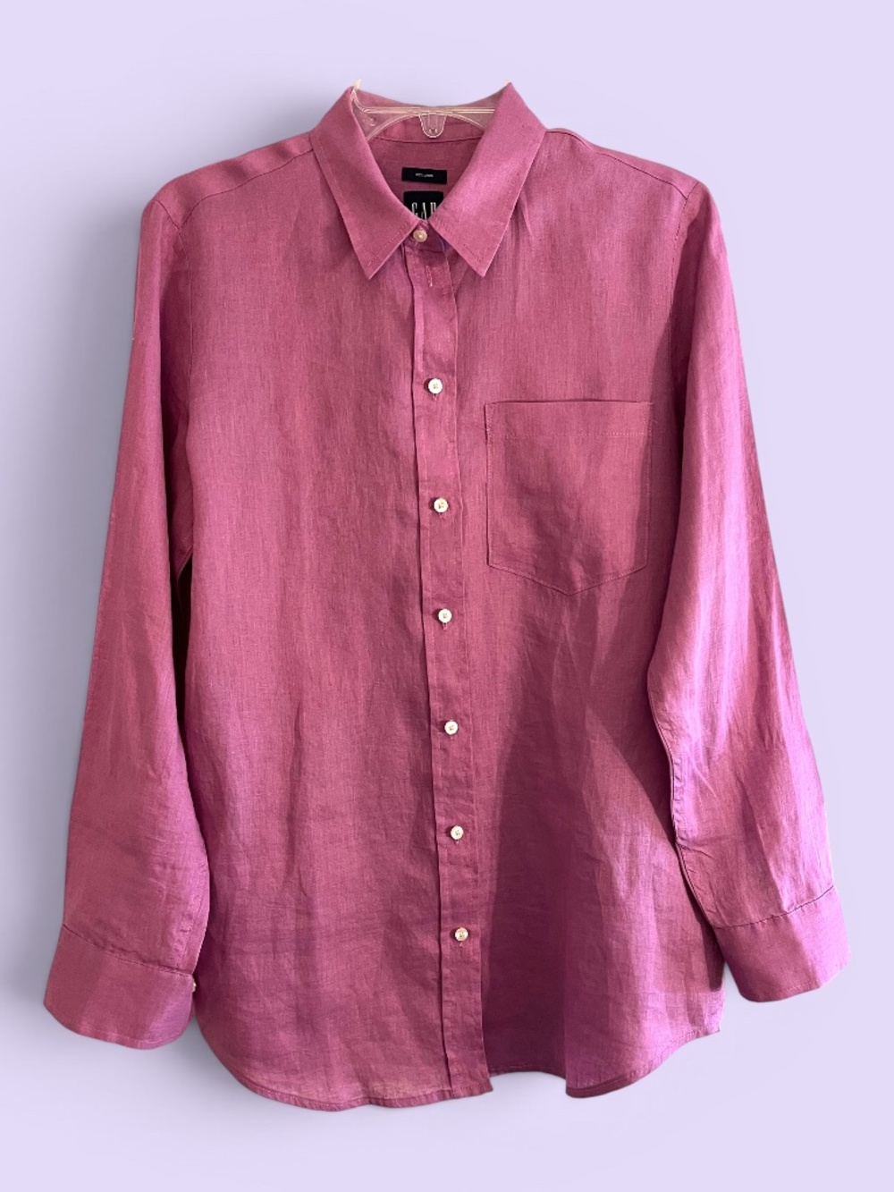Gap 100% Linen Button Front Blouse Purple Clover Size Small NWT